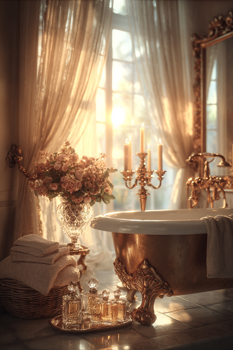 Marble bathroom with soft morning light